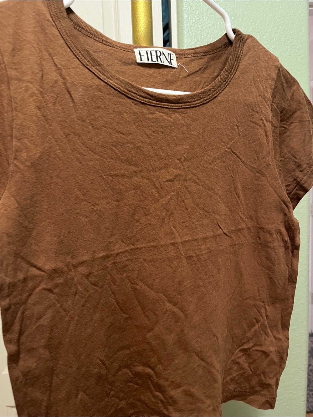 Eterne Brown Crewneck Short Sleeve cropped Tee Sz Small